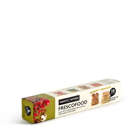 Sacchetti richiudibili per alimenti Perfetto ''Frescofood'' - conf. 10 pz L - 25,5x33 cm - 29163